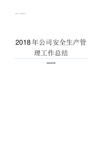 2018年公司安全生产管理工作总结2018年安全公司50强