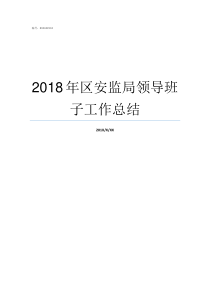 2018年区安监局领导班子工作总结安监局制服2018