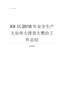 XX局2018年安全生产大宣传大排查大整治工作总结