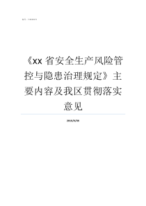 xx省安全生产风险管控与隐患治理规定主要内容及我区贯彻落实意见安全生产风险点