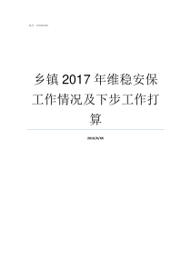 乡镇2017年维稳安保工作情况及下步工作打算2017综治维稳工作总结