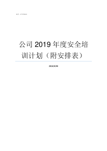 公司2019年度安全培训计划附安排表2019年度安全目标