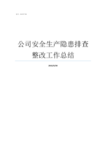 公司安全生产隐患排查整改工作总结