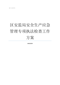 区安监局安全生产应急管理专项执法检查工作方案