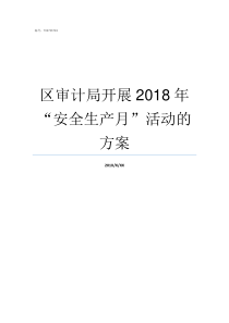 区审计局开展2018年安全生产月活动的方案