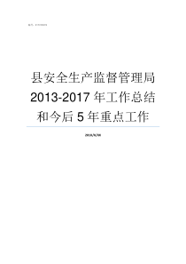 县安全生产监督管理局20132017年工作总结和今后5年重点工作