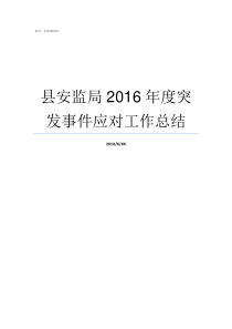 县安监局2016年度突发事件应对工作总结县安监局怎么样