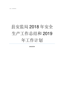 县安监局2018年安全生产工作总结和2019年工作计划安监局制服2018