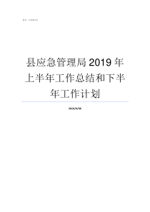 县应急管理局2019年上半年工作总结和下半年工作计划2019应急管理局改革