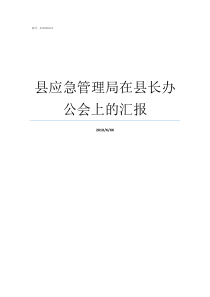 县应急管理局在县长办公会上的汇报县应急局是干嘛的