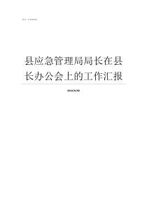 县应急管理局局长在县长办公会上的工作汇报县应急管理局局长什么级