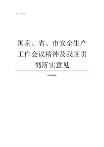 国家省市安全生产工作会议精神及我区贯彻落实意见国家安全生产方针