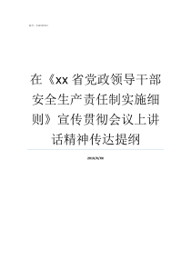 在xx省党政领导干部安全生产责任制实施细则宣传贯彻会议上讲话精神传达提纲党政领导干部