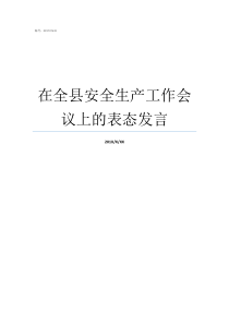 在全县安全生产工作会议上的表态发言全县安全生产紧急会议