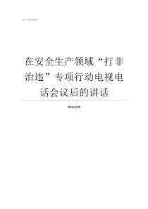 在安全生产领域打非治违专项行动电视电话会议后的讲话安全生产领域的基本法