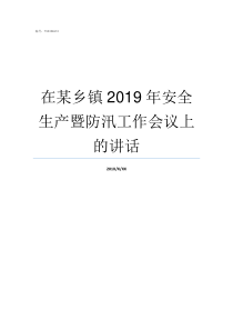 在某乡镇2019年安全生产暨防汛工作会议上的讲话2019年