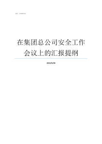 在集团总公司安全工作会议上的汇报提纲中铁集团总公司