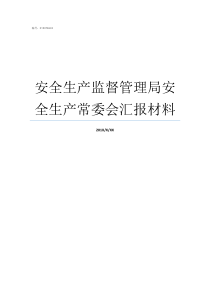 安全生产监督管理局安全生产常委会汇报材料安全监督管理局官网