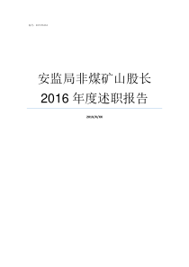 安监局非煤矿山股长2016年度述职报告