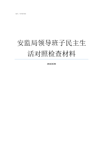 安监局领导班子民主生活对照检查材料