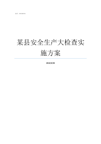 某县安全生产大检查实施方案通过安全生产大检查