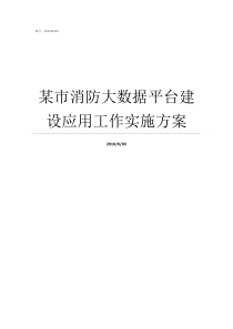 某市消防大数据平台建设应用工作实施方案消防大数据平台