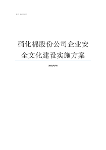 硝化棉股份公司企业安全文化建设实施方案