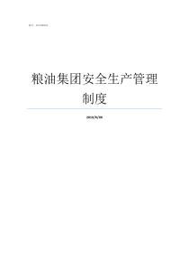 粮油集团安全生产管理制度中国粮油控股