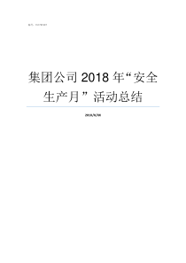 集团公司2018年安全生产月活动总结2018年集团公司总结