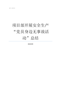 项目部开展安全生产党员身边无事故活动总结项目经理安全生产职责