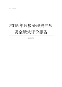 2015年垃圾处理费专项资金绩效评价报告垃圾处理费补缴十年