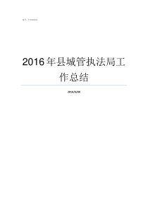 2016年县城管执法局工作总结