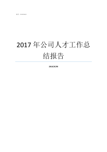 2017年公司人才工作总结报告中国卫生人才网查成绩2019