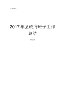 2017年县政府班子工作总结