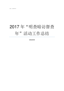 2017年明查暗访督查年活动工作总结