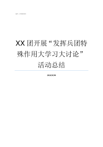 XX团开展发挥兵团特殊作用大学习大讨论活动总结