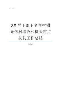 XX局干部下乡住村领导包村增收和机关定点扶贫工作总结