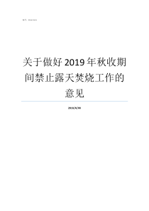 关于做好2019年秋收期间禁止露天焚烧工作的意见