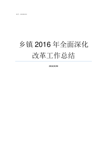 乡镇2016年全面深化改革工作总结