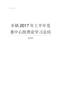 乡镇2017年上半年党委中心组理论学习总结