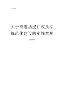 关于推进基层行政执法规范化建设的实施意见全面推行行政执法