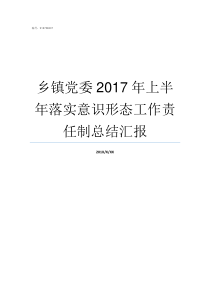 乡镇党委2017年上半年落实意识形态工作责任制总结汇报乡镇党委换届几年一次