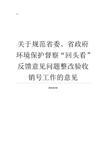 关于规范省委省政府环境保护督察回头看反馈意见问题整改验收销号工作的意见