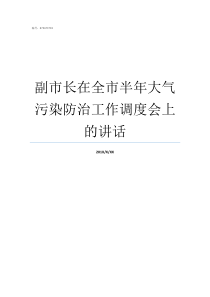 副市长在全市半年大气污染防治工作调度会上的讲话地级市副市长是什么级别