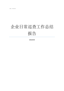 企业日常巡查工作总结报告