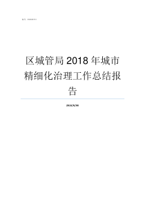 区城管局2018年城市精细化治理工作总结报告