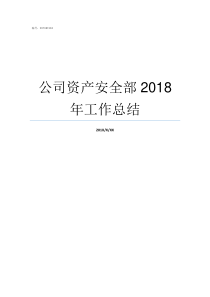 公司资产安全部2018年工作总结公司安全部职责