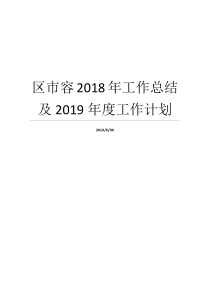 区市容2018年工作总结及2019年度工作计划年度工作总结工作计划