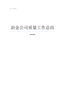 冶金公司质量工作总结冶金质量检测技术