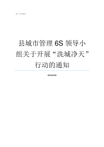 县城市管理6S领导小组关于开展洗城净天行动的通知城市管理办公室